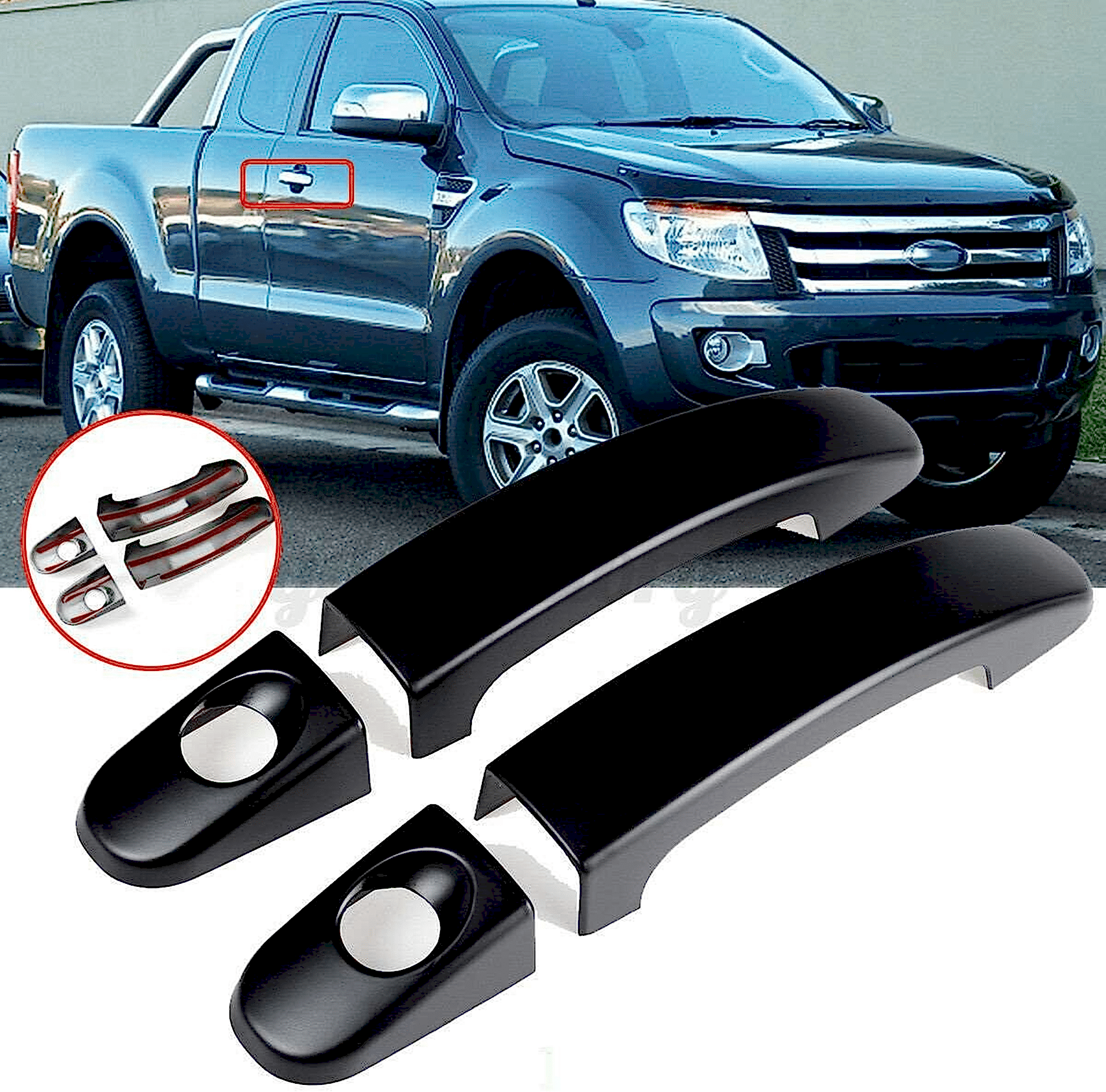 Ford Ranger Uyumlu 2012 Sonrası Kapı Kolu ABS Siyah Parça