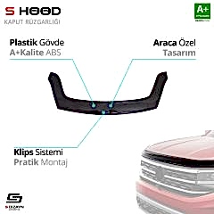 S-Dizayn Peugeot Uyumlu Partner Tepee ABS Plastik Kaput Rüzgarlığı 2009-2015 A+Kalite Parça