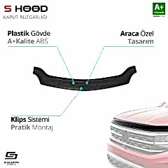 S-Dizayn Renault Uyumlu Kangoo ABS Plastik Kaput Rüzgarlığı 2008-2013 A+Kalite Parça