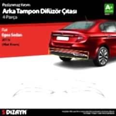 S-Dizayn Fiat Egea SD Krom Arka Tampon Difüzör Çıtası 3 Prç. 2015 Üzeri (Mat Krom)