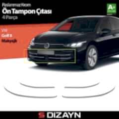 S-Dizayn VW Golf 8.5 Makyajlı HB Krom Ön Tampon Çıtası 4 Prç. 2024 Üzeri A+ Kalite
