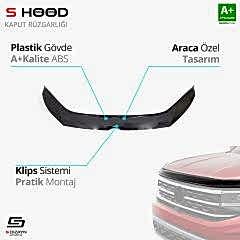 S-Dizayn Volkswagen Uyumlu Caddy ABS Plastik Kaput Rüzgarlığı 2010-2015 A+Kalite Parça
