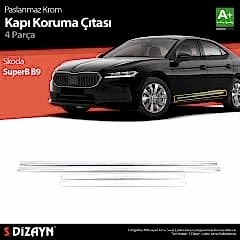 S-Dizayn Skoda SuperB B9 Krom Kapı Koruma Çıtası 2024 Üzeri A+ Kalite