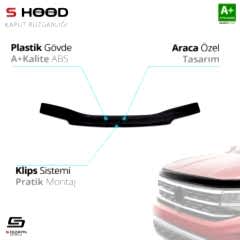 S-Dizayn Volkswagen Uyumlu Transporter T4 ABS Plastik Kaput Rüzgarlığı 1995-2003 A+Kalite Parça