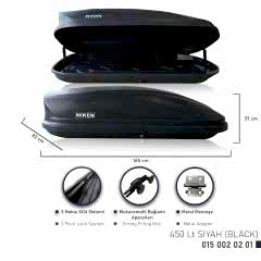 Niken Araç Üstü Port Bagaj Kapalı Tabut 3 Kilitli 450 Lt Siyah