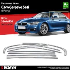 Bmw 3 Uyumlu Serisi F30 Krom Cam Çerçeve Seti 8 Parça 2012 Üzeri