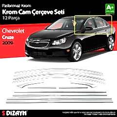 Chevrolet Cruze Uyumlu Sedan Krom Cam Çerçeve Seti 12 Parça 2009 Üzeri